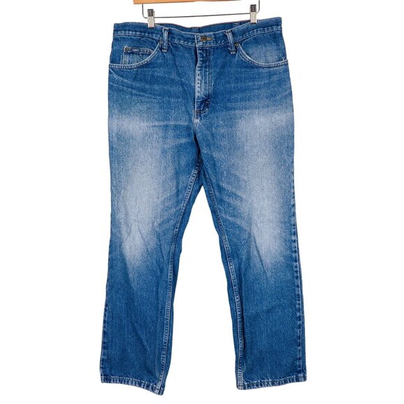 Lee Other - Lee Jeans Mens 38x30 Straight Fit Medium Wash Blue Denim Whiskers 100% Cotton